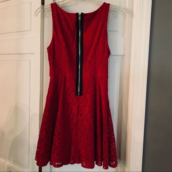 Ruby Red Mini Dress sleeveless Lace dress by ASU Wish - Picture 2 of 7